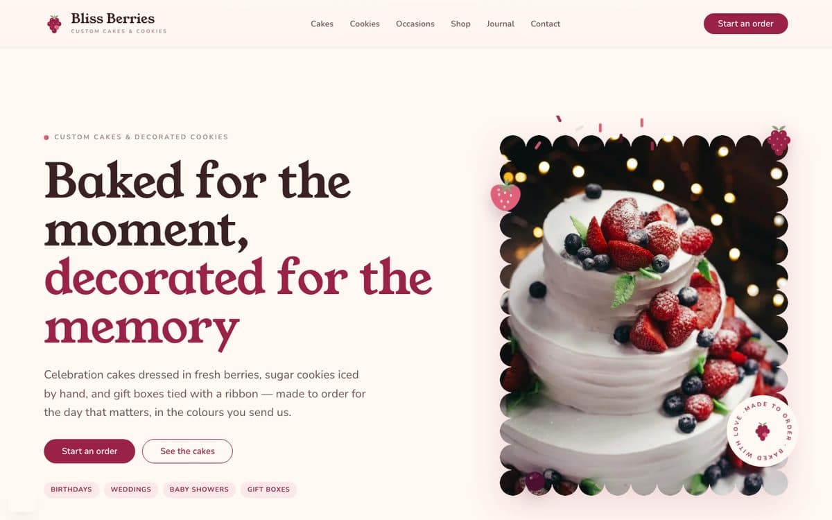 The Bliss Berries website