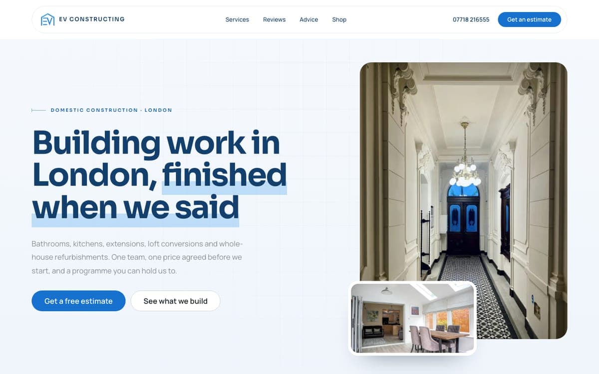 The EV Constructing website