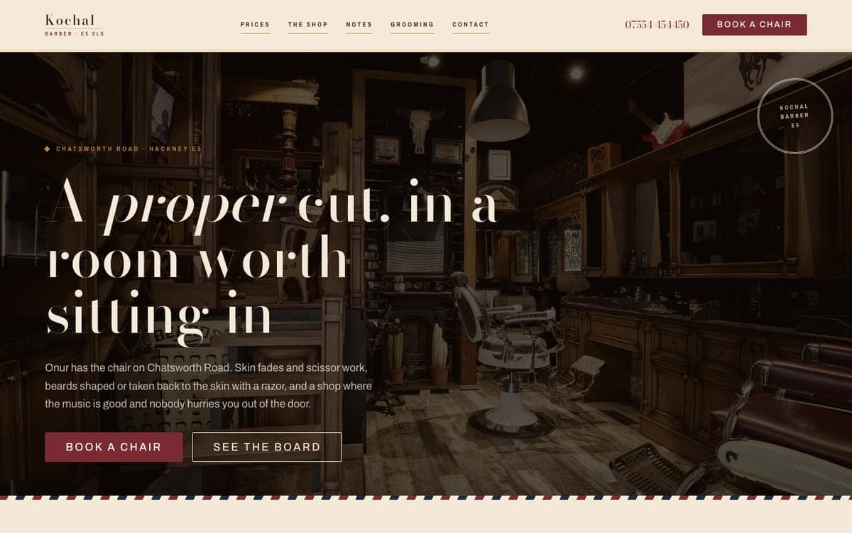 The Kochal Barber website