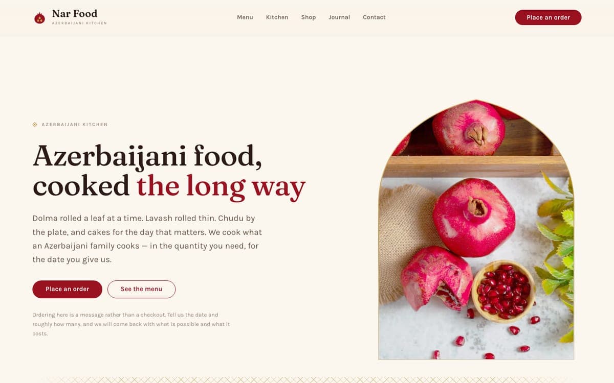 The Nar Food website
