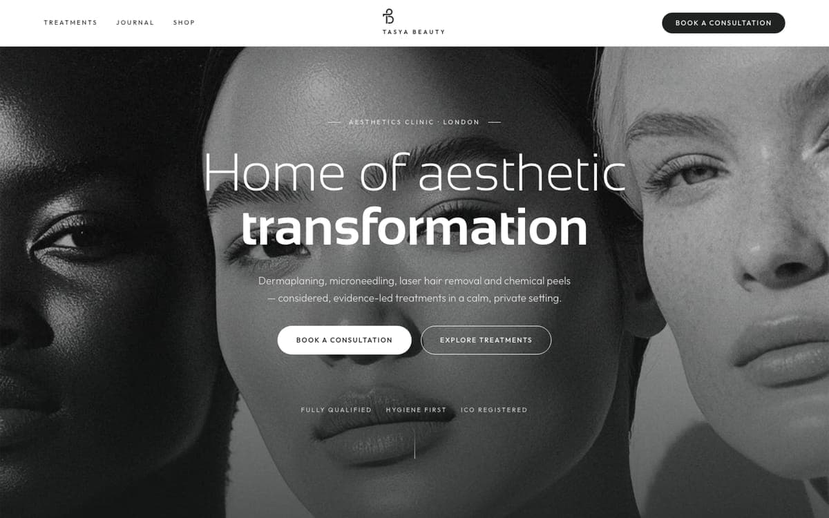 The Tasya Beauty website